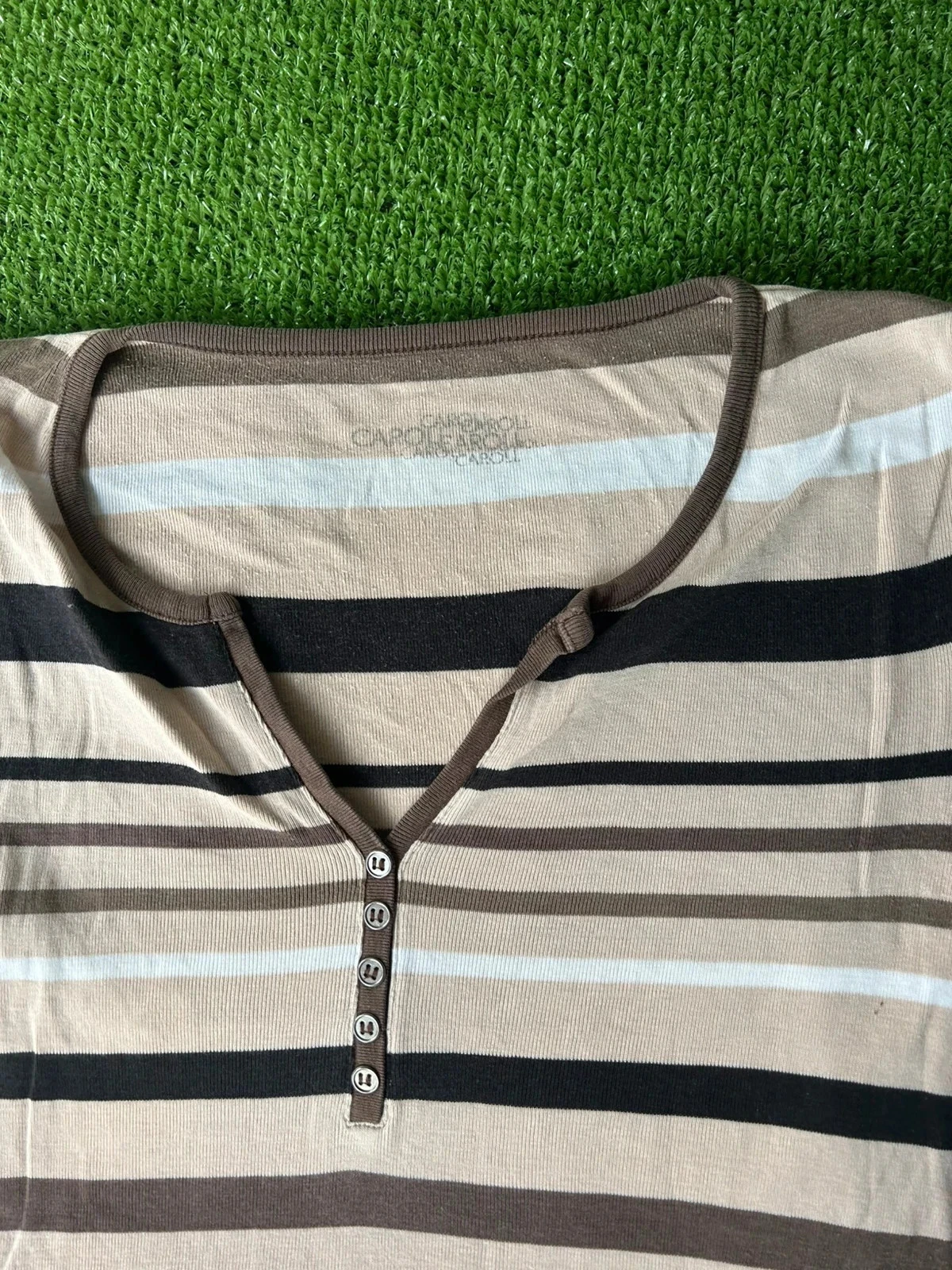 T-shirt listrado bege vintage Caroll tamanho 40 – photo 4